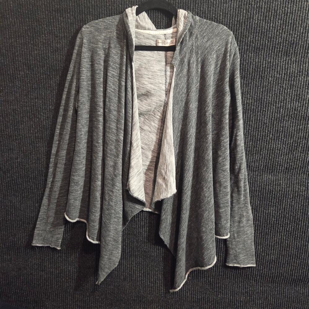 Abercrombie & Fitch Heather Grey Open Front Waterfall Hooded Cardigan XS/S